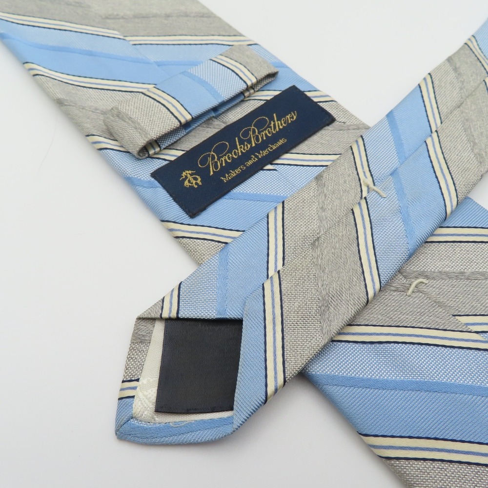 Brooks Brothers Tie Silk Gray Blue Striped 3.25" Wide 59" Long USA Makers - Picture 6 of 6